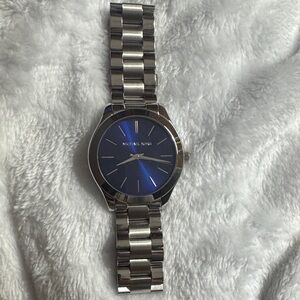 Michael Kors Silver and Blue Women's Watch